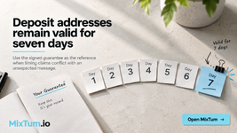 Deposit addresses remain valid for seven days | MixTum