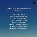 Tarikh² Penting Islam Dalam Tahun 2022