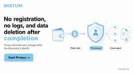 No registration, no logs, and data deletion after completion | MixTum